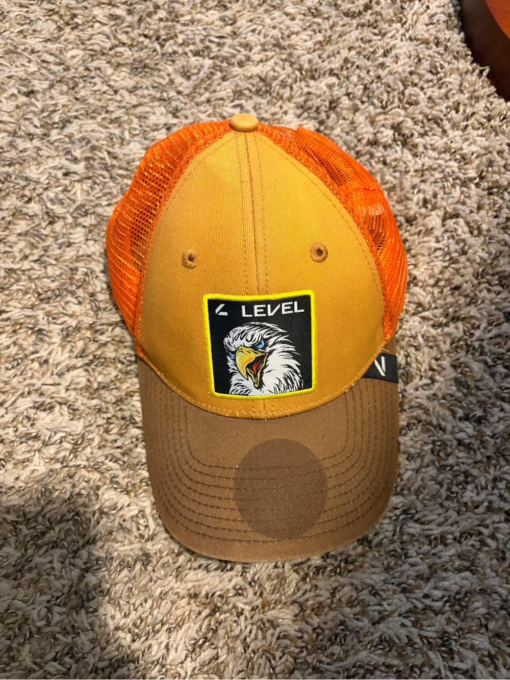 Level Orange Hunt Eagle Trucker Hat